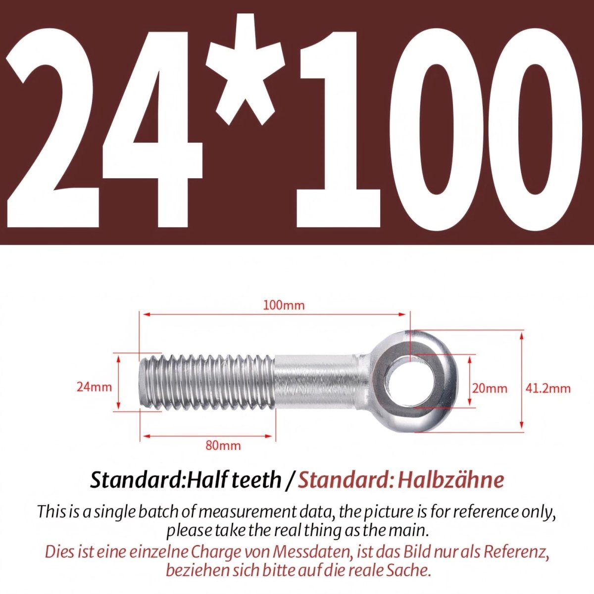 M20/M24 Stainless Steel A2 Eye Bolts – Threaded Ring for Catenary Wire & Hanging - HomeDIYer