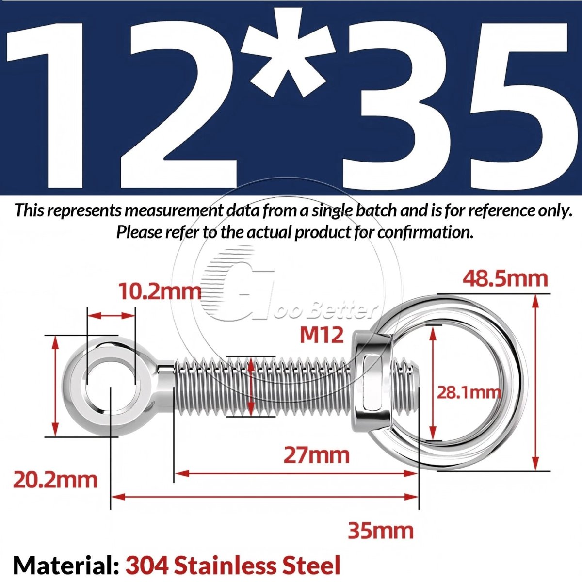 M10 M12 M14 Stainless Steel Eye Bolt & Eye Nut Set — A2 - 304, Threaded Lifting Ring - HomeDIYer