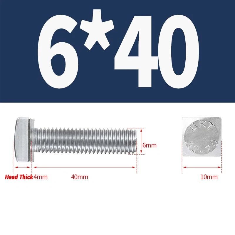 Square Head Bolts M4 M5 M6 M8 M10 M12 — A2 304 Stainless Steel, Multiple Lengths - HomeDIYer
