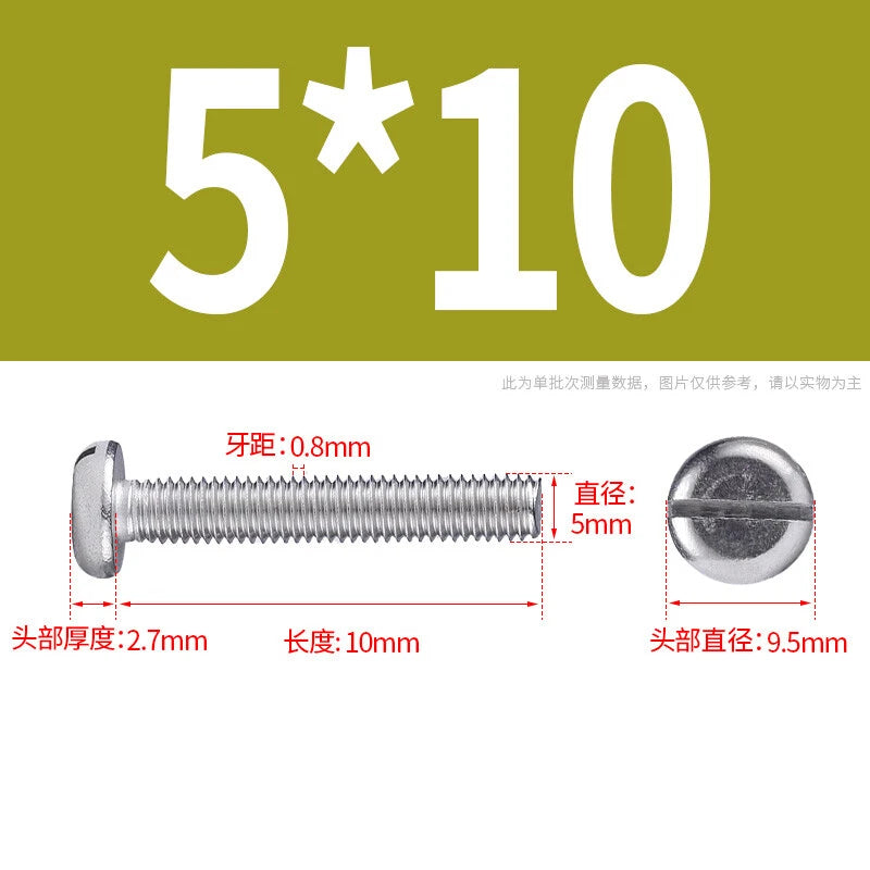 M4 M5 M6 M8 M10 A2 Stainless Steel Machine Screws - Slotted Pan Head Bolts DIN85