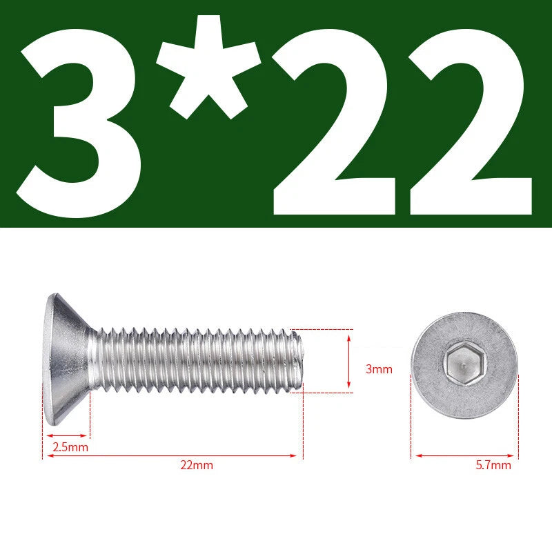 Allen Countersunk Head Screws V4A Steel Hexagon Socket Flat Head Machine Screw