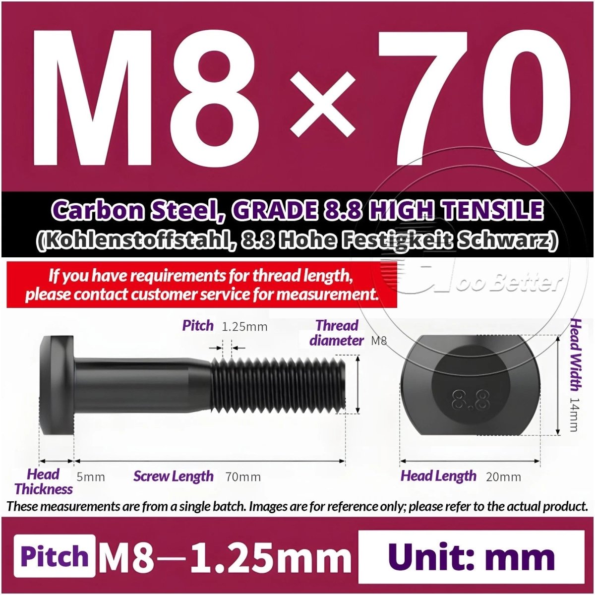 T - Slot Bolts M6 to M20 | Grade 8.8 High Tensile | T - Track Bolts 16mm–500mm - HomeDIYer