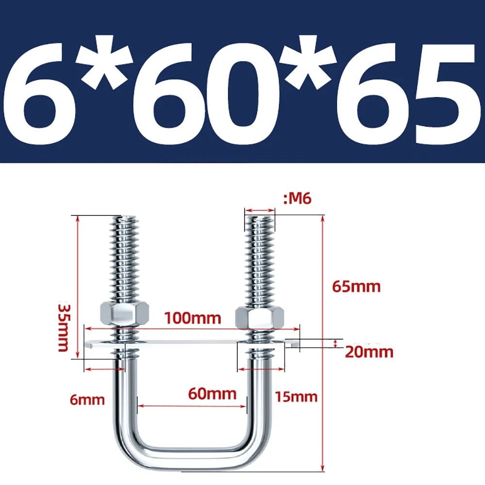 Square U - Bolts with Plate and Nuts – M6 M8 M10 M12 Zinc Plated, Trailer & Pipe Clamp Fasteners - HomeDIYer