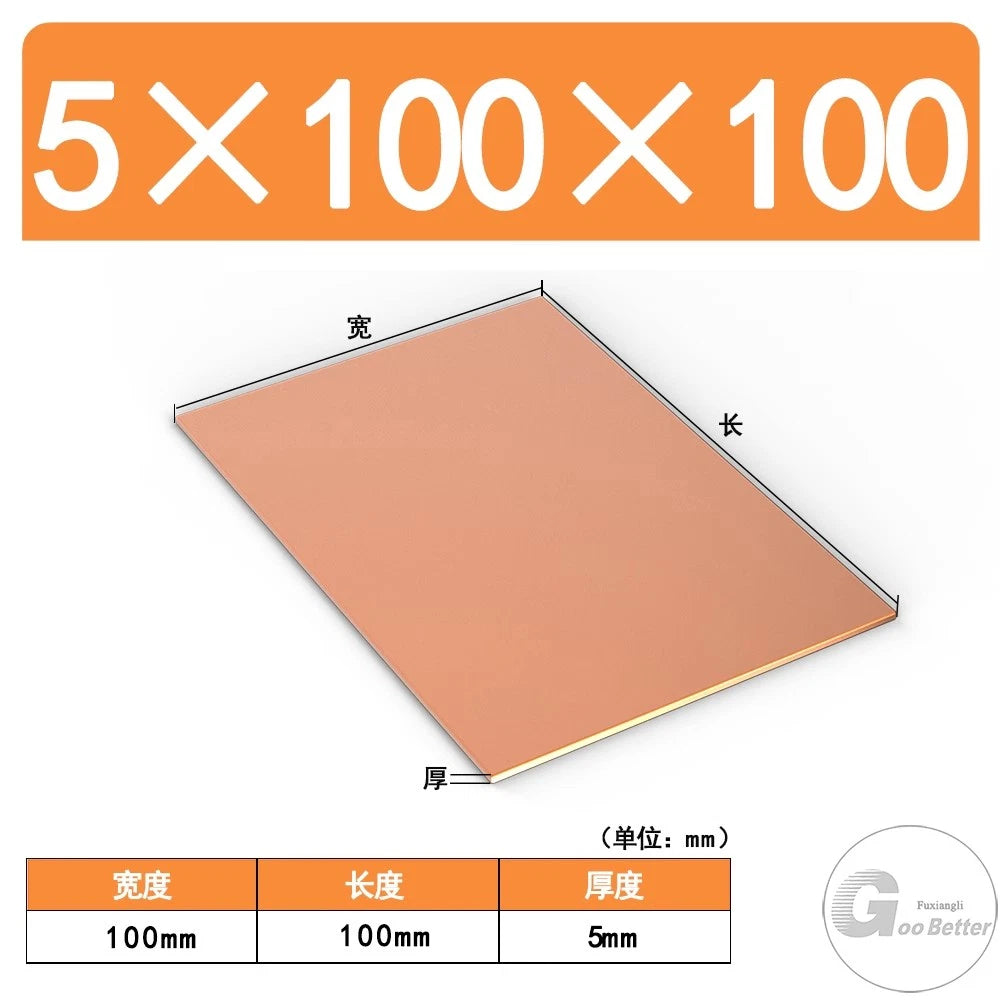 T2 Pure Copper 99.9% Sheet Plate Thick 4mm to 10mm Models making Customisable
