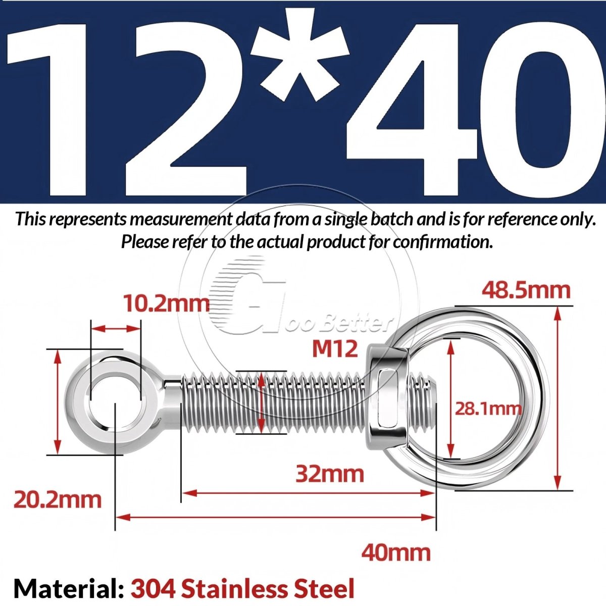 M10 M12 M14 Stainless Steel Eye Bolt & Eye Nut Set — A2 - 304, Threaded Lifting Ring - HomeDIYer