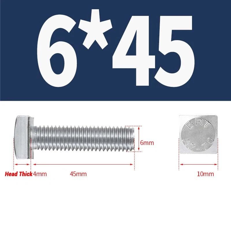 Square Head Bolts M4 M5 M6 M8 M10 M12 — A2 304 Stainless Steel, Multiple Lengths - HomeDIYer