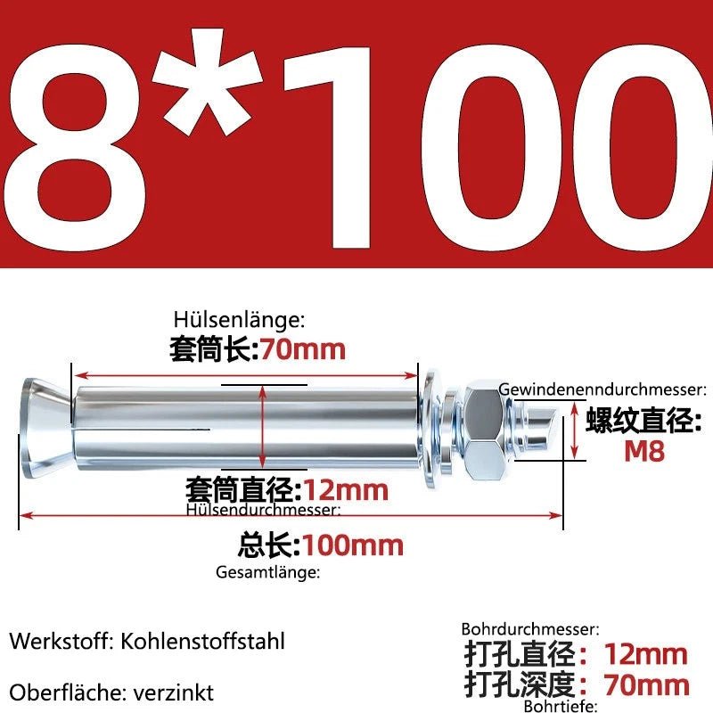 Sleeve Anchor Expansion Bolts for Concrete – Galvanised Carbon Steel M6 to M20 - HomeDIYer