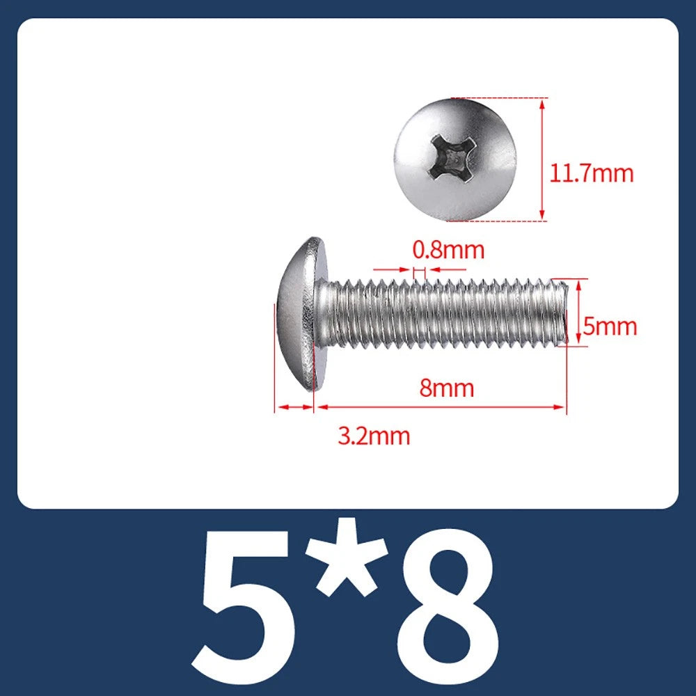 M4-M8 Phillips Truss Head Machine Screw Large Flat Head Screws Stainless Steel