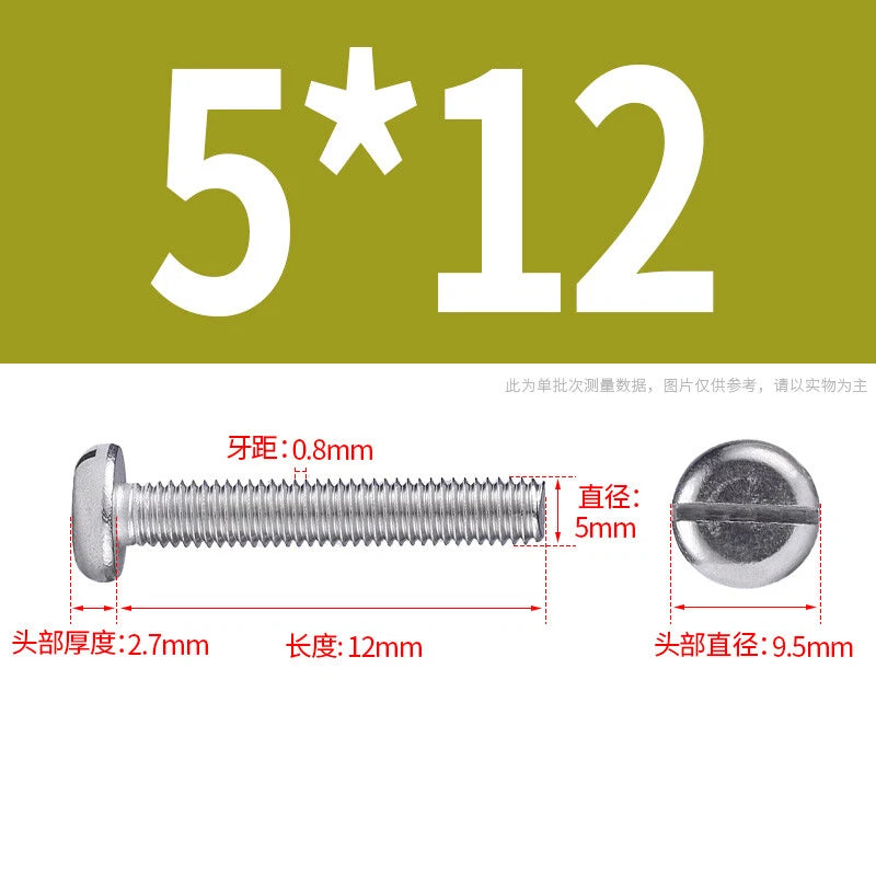 M4 M5 M6 M8 M10 A2 Stainless Steel Machine Screws - Slotted Pan Head Bolts DIN85