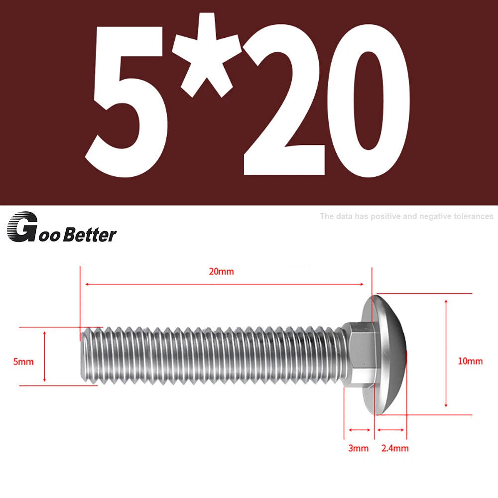 M4–M12 Carriage Bolts A2 Stainless Steel | Cup Square Neck Screws