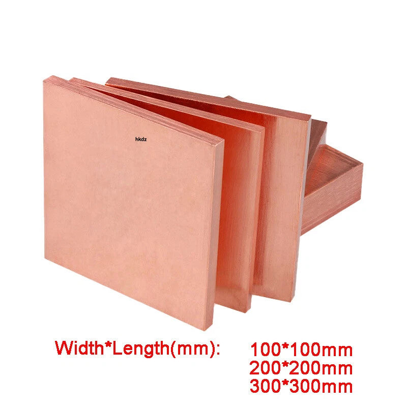T2 Pure Copper Plate Sheet Thick 1mm-6mm Cu Metal Block Laser Cut 100/200/300mm
