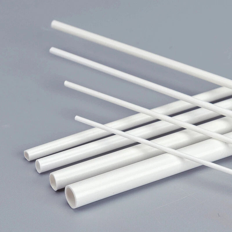 White ABS Round Hollow Tube — Styrene Plastic Pipe for DIY Models & Crafts, 2mm–8mm × 250mm
