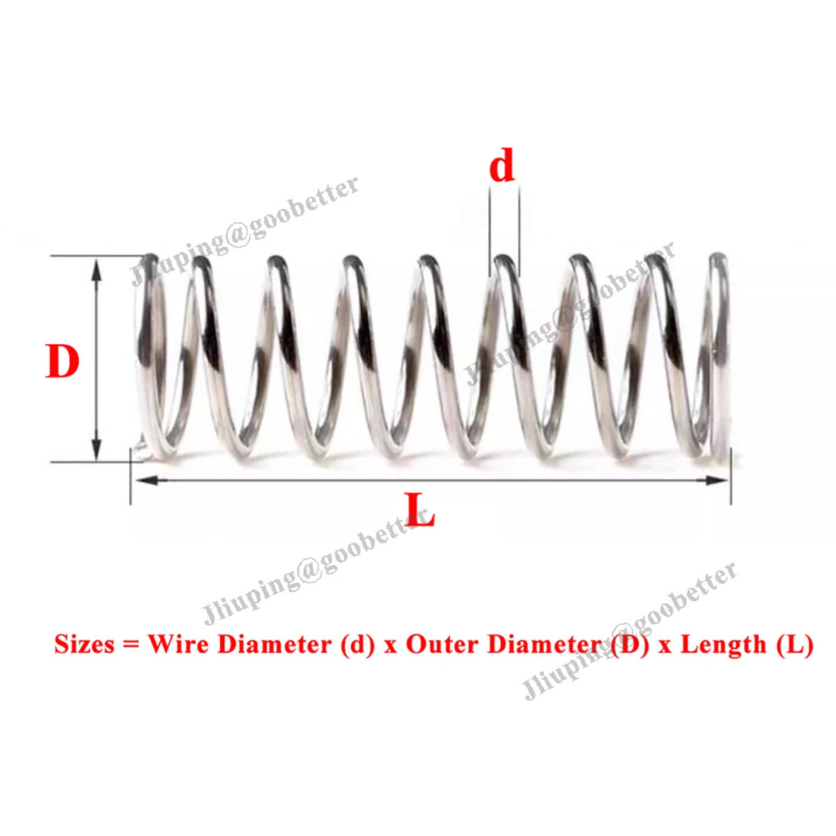 Compression Spring Wire Dia 2mm Stainless Steel Pressure Coil Springs OD 10-30mm