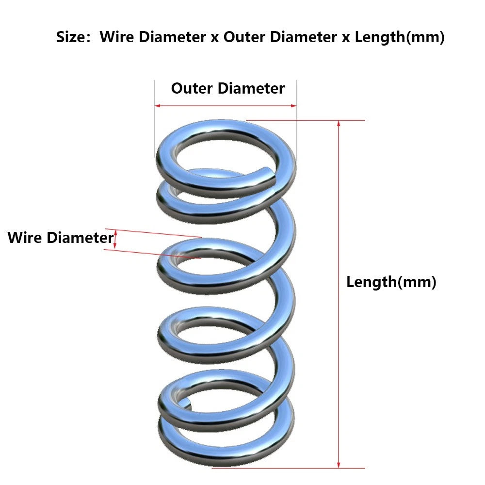 Compression Spring Wire Dia 0.2-0.4mm &OD 2-12mm & 5-305mm Length Pressure Small