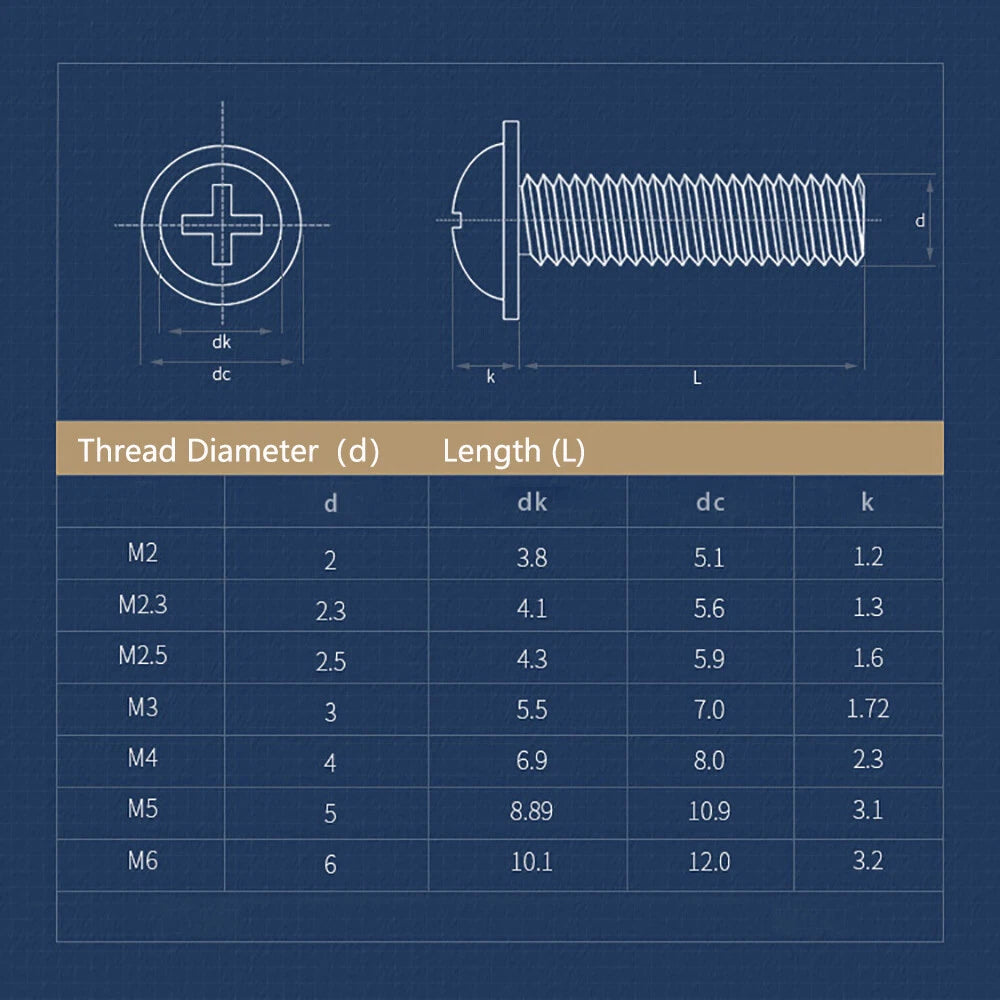 A4 Stainless Flanged Button Head Screws – M3 to M6, Phillips Drive, Marine Grade (4–50mm Lengths)