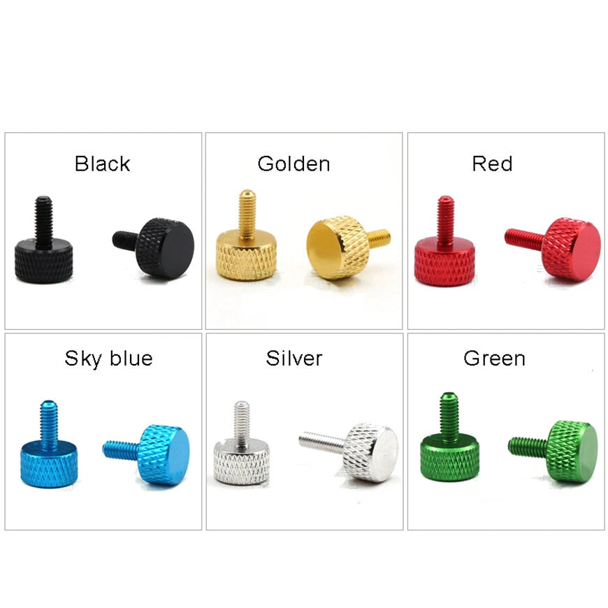 M6 Aluminum Knurled Thumb Screws Color Flat Head Thumbscrew Bolt 10mm-20mm Long