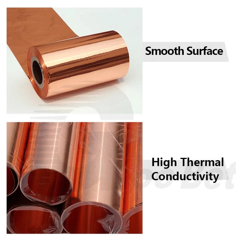 99.9% Pure Copper T2 Cu Metal Sheet Foil Plate Strip Ultrathin Thick 0.01-0.08mm