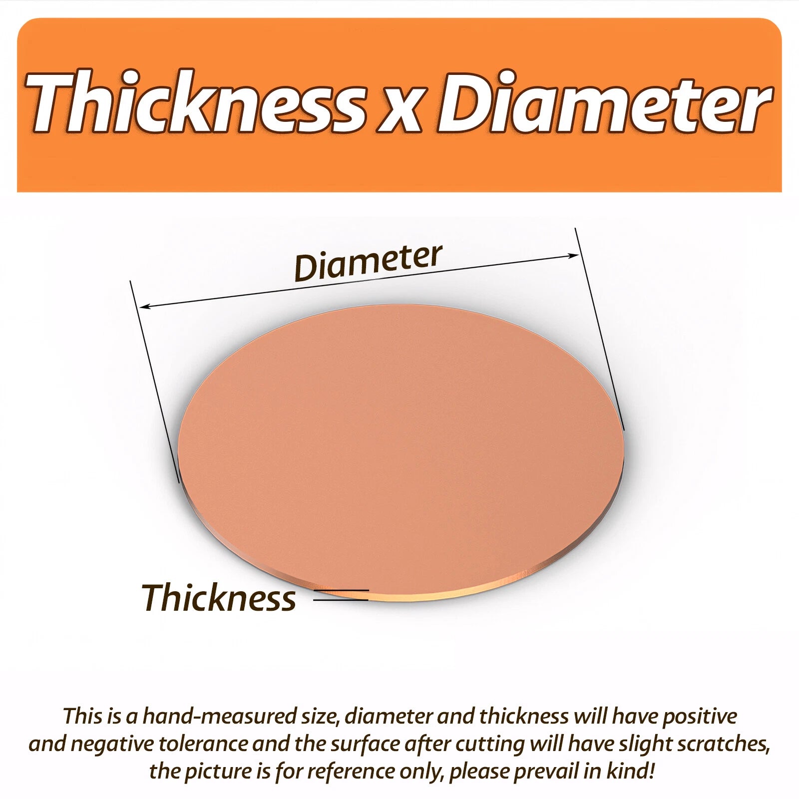 Solid Round Copper Sheet Pure Cu Plate Blanks Metal Discs 10-200mm Thick 0.5-1mm