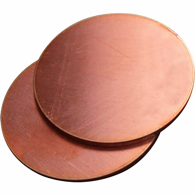 Solid Pure Copper Discs Blank Round Plate Metal Sheet 50-200mm OD 0.8-3mm Thick