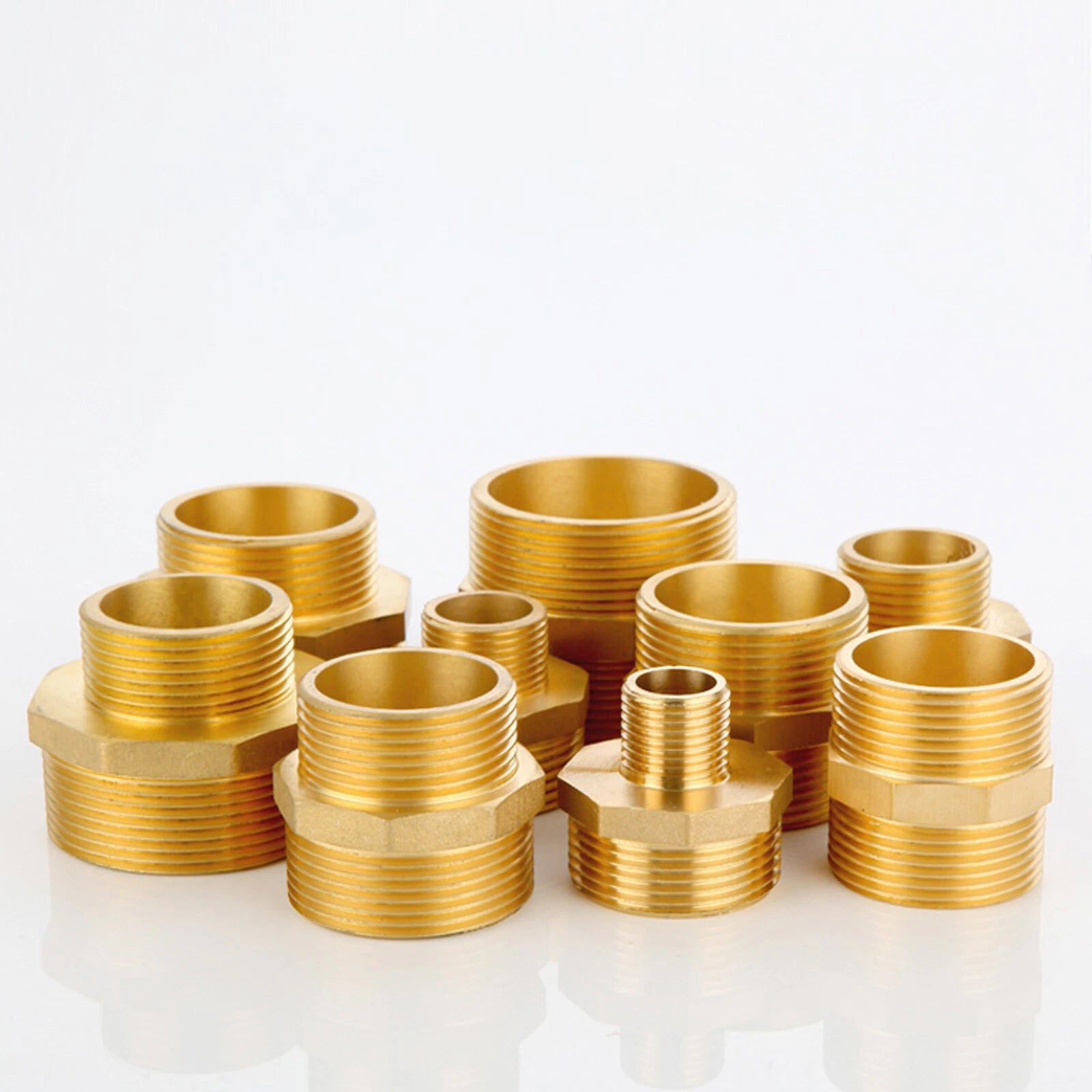Brass BSP Male Hex Nipple Pipe Fitting — Equal & Reducing Threaded Connector