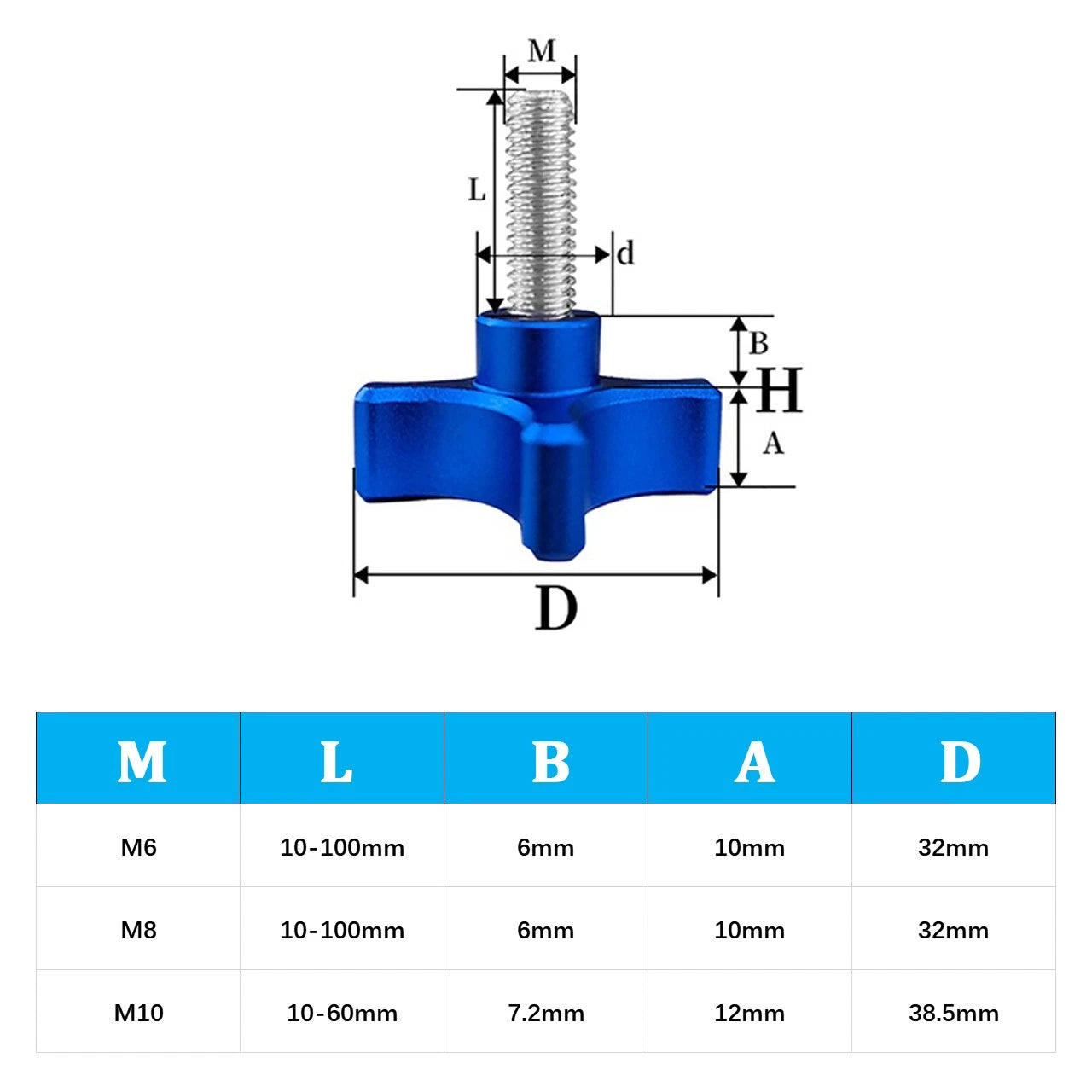 M8 M10 Star Hand Knob Screws Bolt Aluminum Thumb Handle Clamping Machine Bolts
