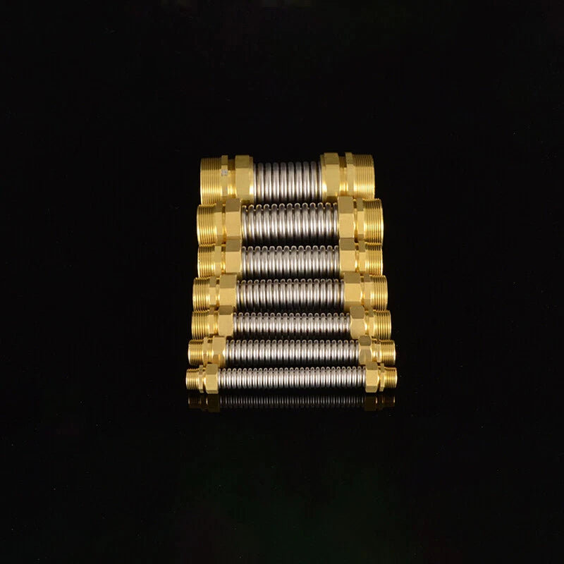Corrugated Flexible Water Supply Hose with Brass Fittings — 1/2", 3/4", 1" | Hot & Cold