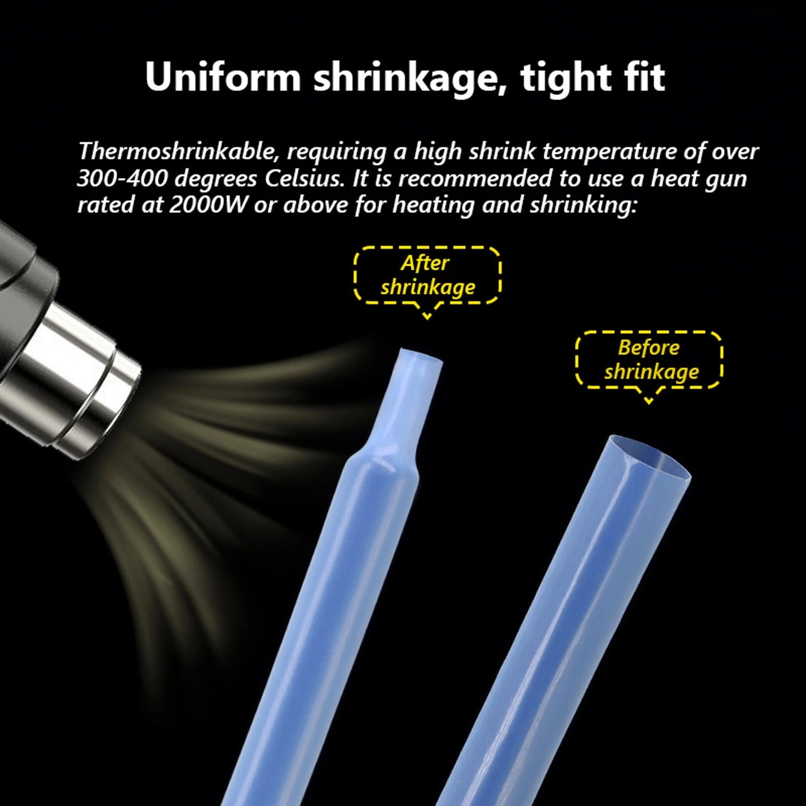 PTFE 4:1 Heat Shrink Tubing 260°C High Temp — 0.5mm to 40mm
