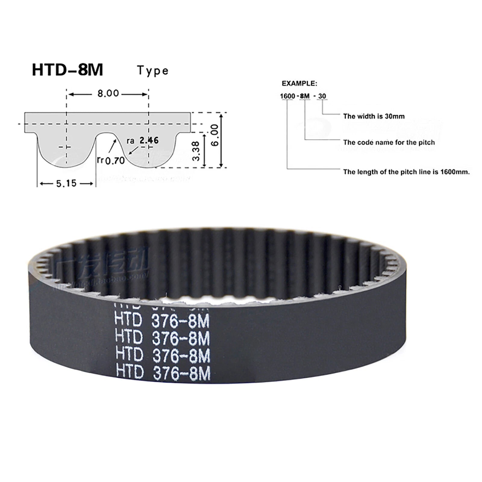 HTD 8M Timing Belt 25mm Width Closed Loop Rubber Drive Belts Transmission Belts