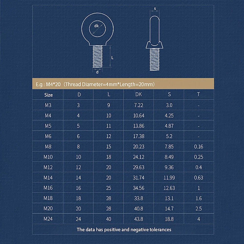A2 Eye Bolts 304 Stainless Steel Hook Ring Screw — M3 M4 M5 M6 M8 M10 M12 M16 M18 M24 - HomeDIYer