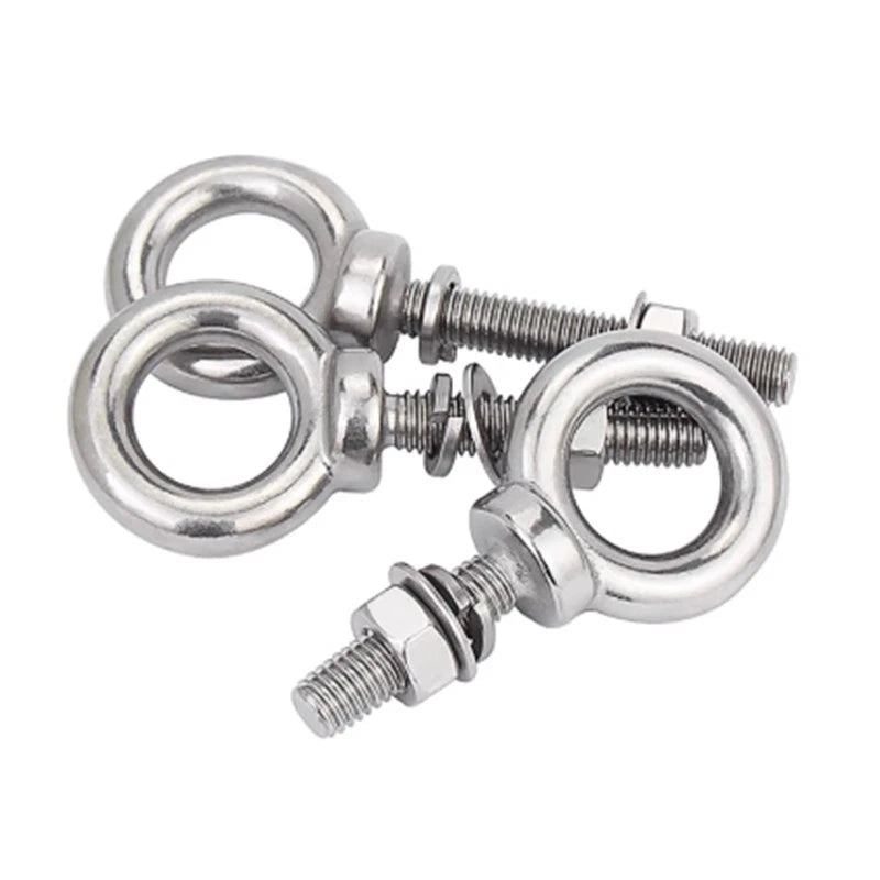 M3 M4 M5 A2 Stainless Steel Lifting Eye Bolts with Nuts, Washers & Spring Washers