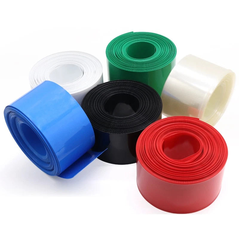 PVC Heat Shrink Tubing for RC Battery Packs & Wire Wrapping — 83mm to 625mm Flat Width, 1m Length