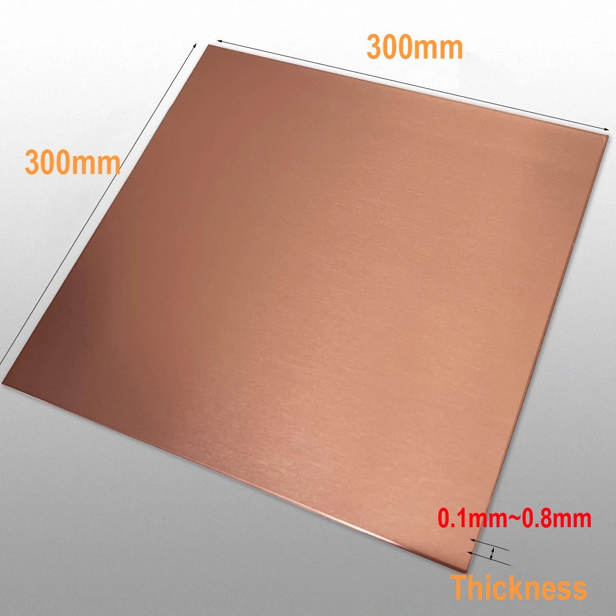 Copper Sheet Metal Guillotine Cut 0.1mm-0.8mm Thick,300mm x 300mm Copper Plate