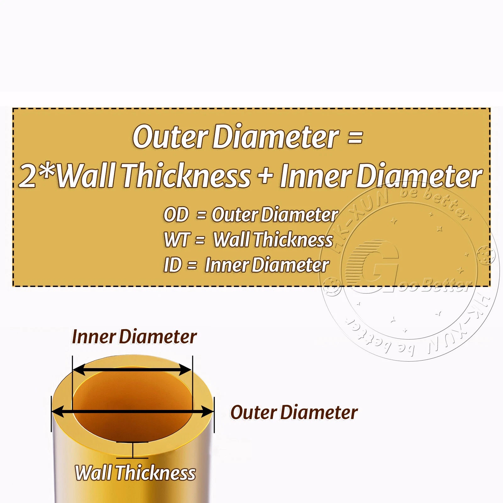 Brass Round Tube 500mm — OD 13mm to 40mm, Multiple Wall Thicknesses