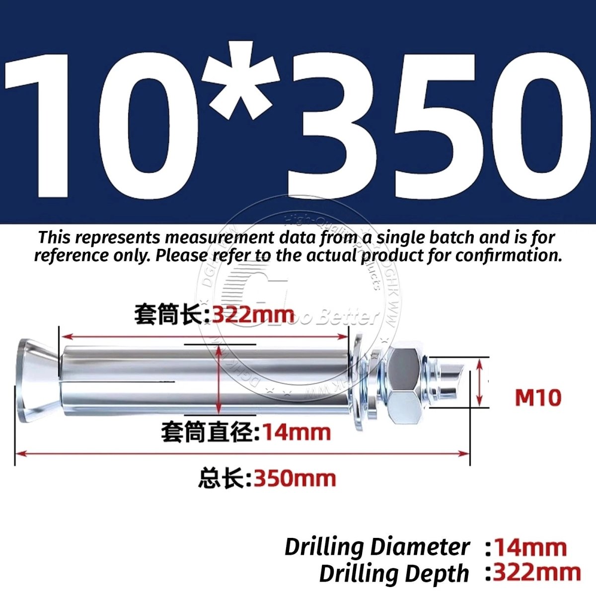 Concrete Expansion Anchor Bolts M6–M20, Extra Long Masonry Wall Screws – Iron Blue White Zinc / Iron - colour Zinc - HomeDIYer