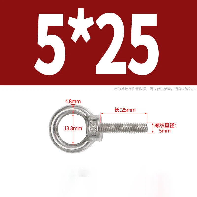 Lifting Eye Bolts A2 304 Stainless Steel M4 M5 M6 M8 M10 M12 M14 M16 M18 M20 M24