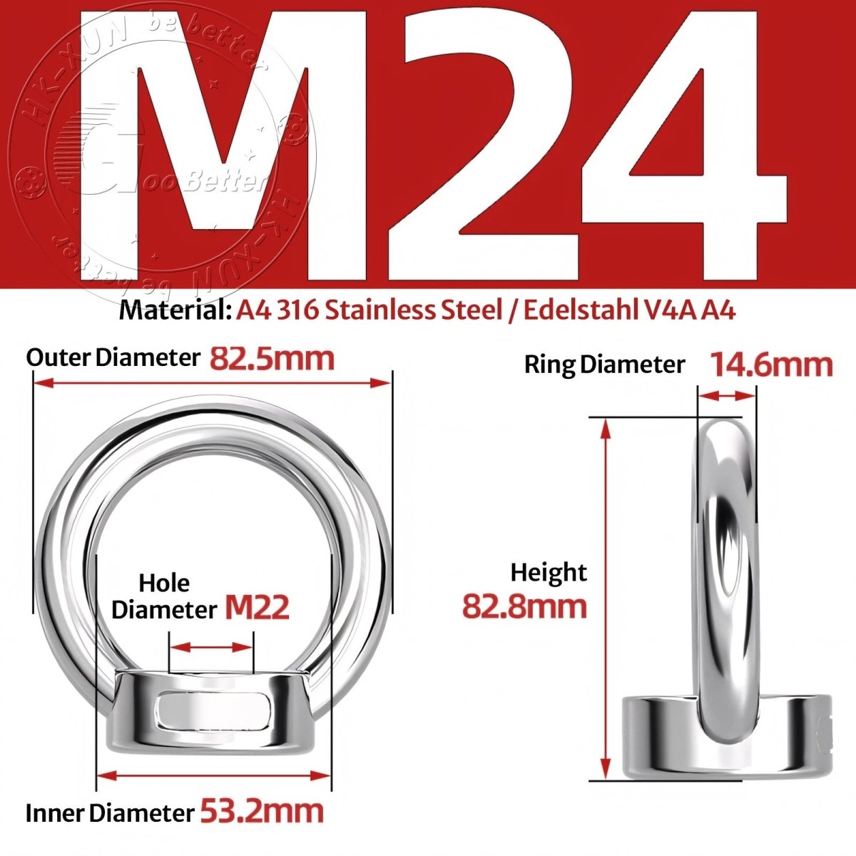 Stainless Steel Eye Bolts & Eye Nuts — A4 316 Metric Thread M6 to M36 - HomeDIYer