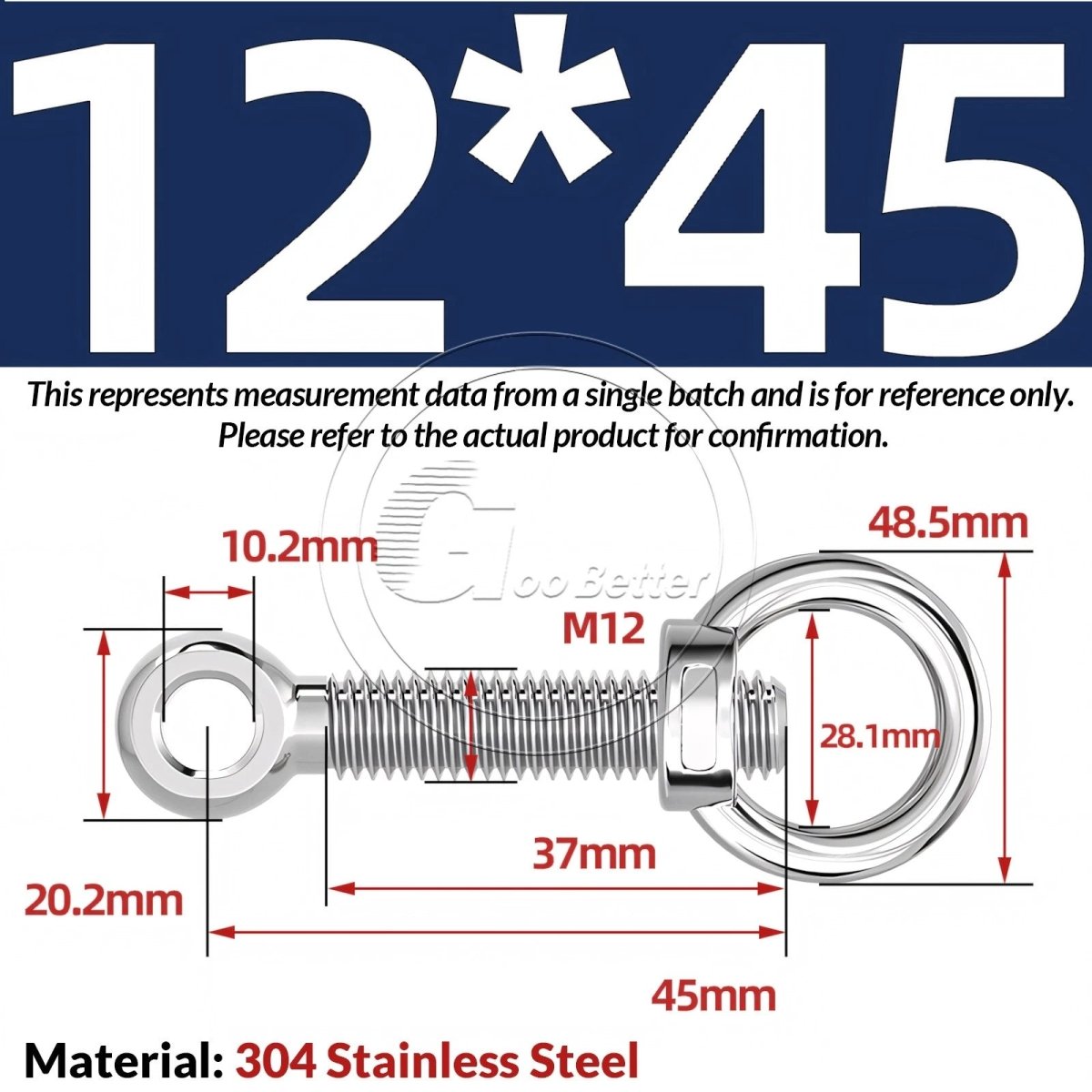 M10 M12 M14 Stainless Steel Eye Bolt & Eye Nut Set — A2 - 304, Threaded Lifting Ring - HomeDIYer