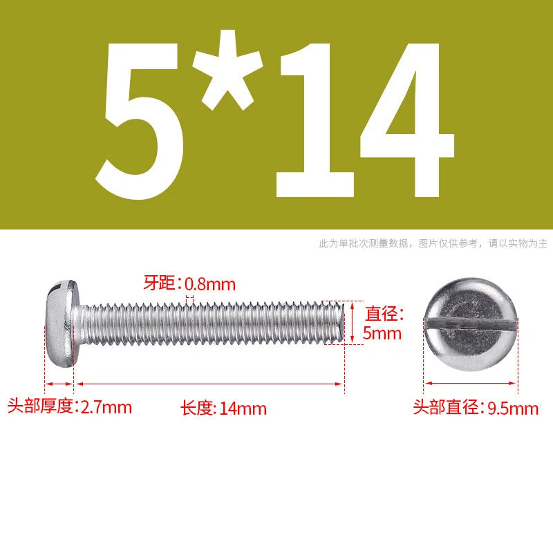 M4 M5 M6 M8 M10 A2 Stainless Steel Machine Screws - Slotted Pan Head Bolts DIN85
