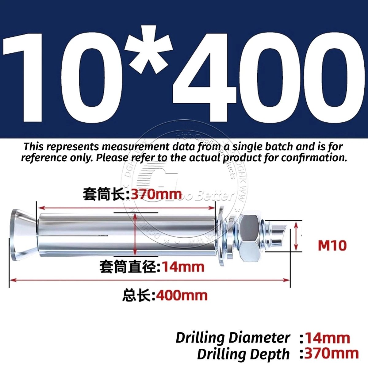 Concrete Expansion Anchor Bolts M6–M20, Extra Long Masonry Wall Screws – Iron Blue White Zinc / Iron - colour Zinc - HomeDIYer