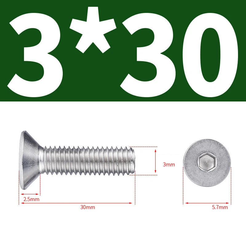 Allen Countersunk Head Screws V4A Steel Hexagon Socket Flat Head Machine Screw
