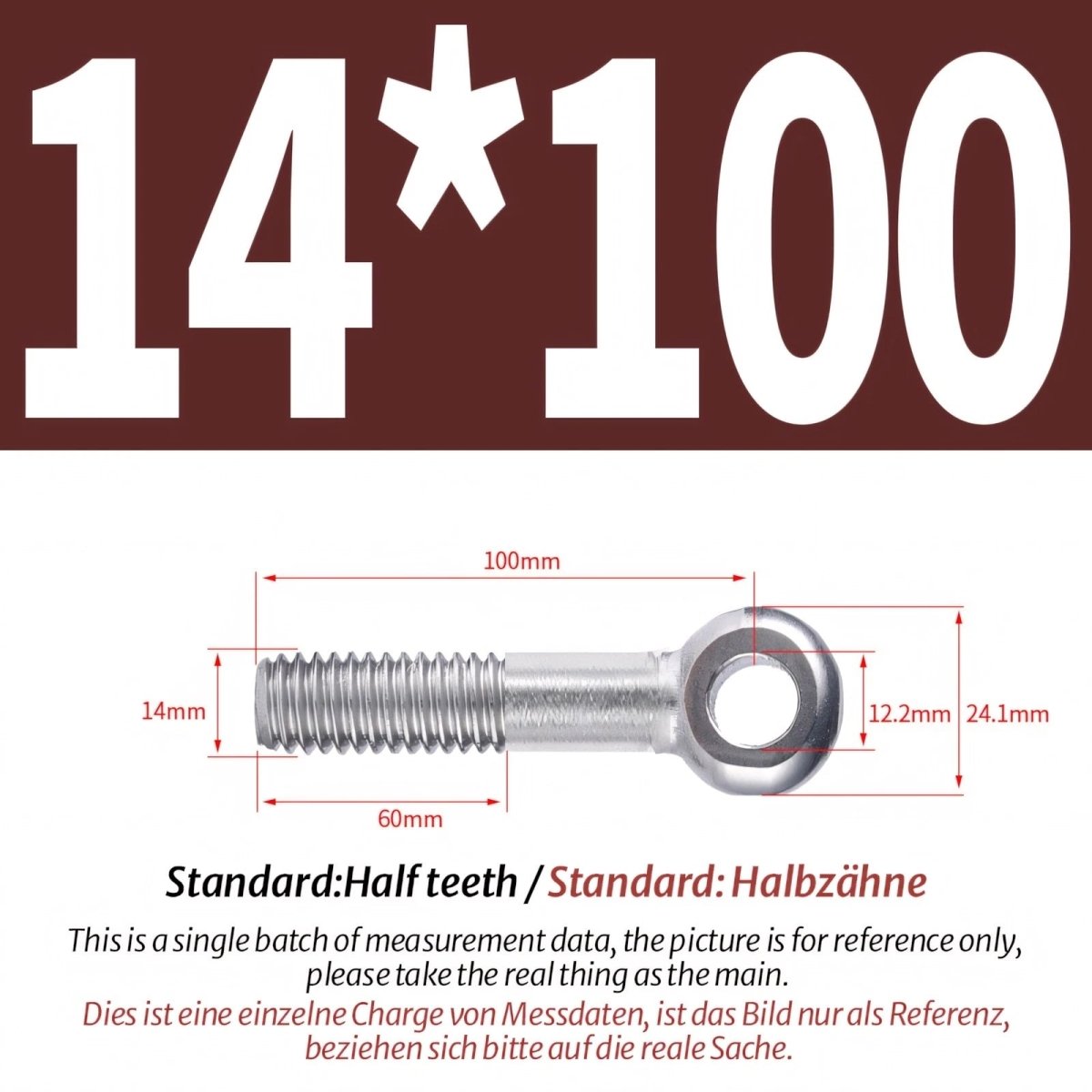 M12 M14 Stainless Steel Eye Bolts – Threaded Ring for Catenary Wire & Hanging - HomeDIYer