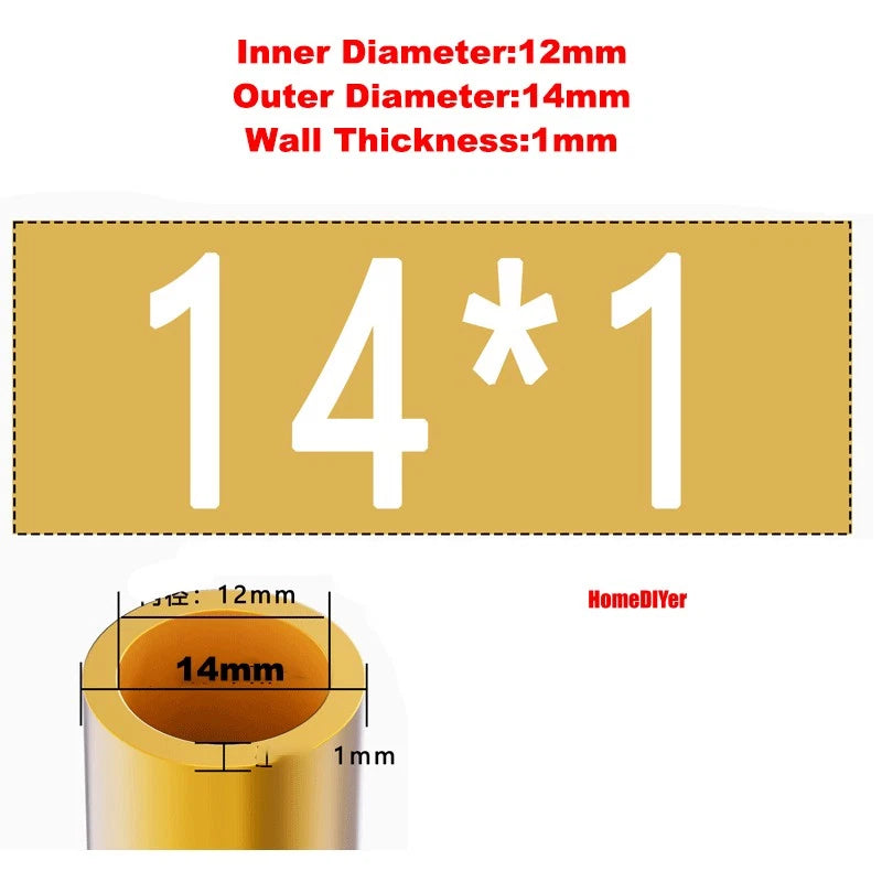 H62 Brass Round Tube — OD 2mm–100mm, Wall 0.5mm–4mm, 200mm Length
