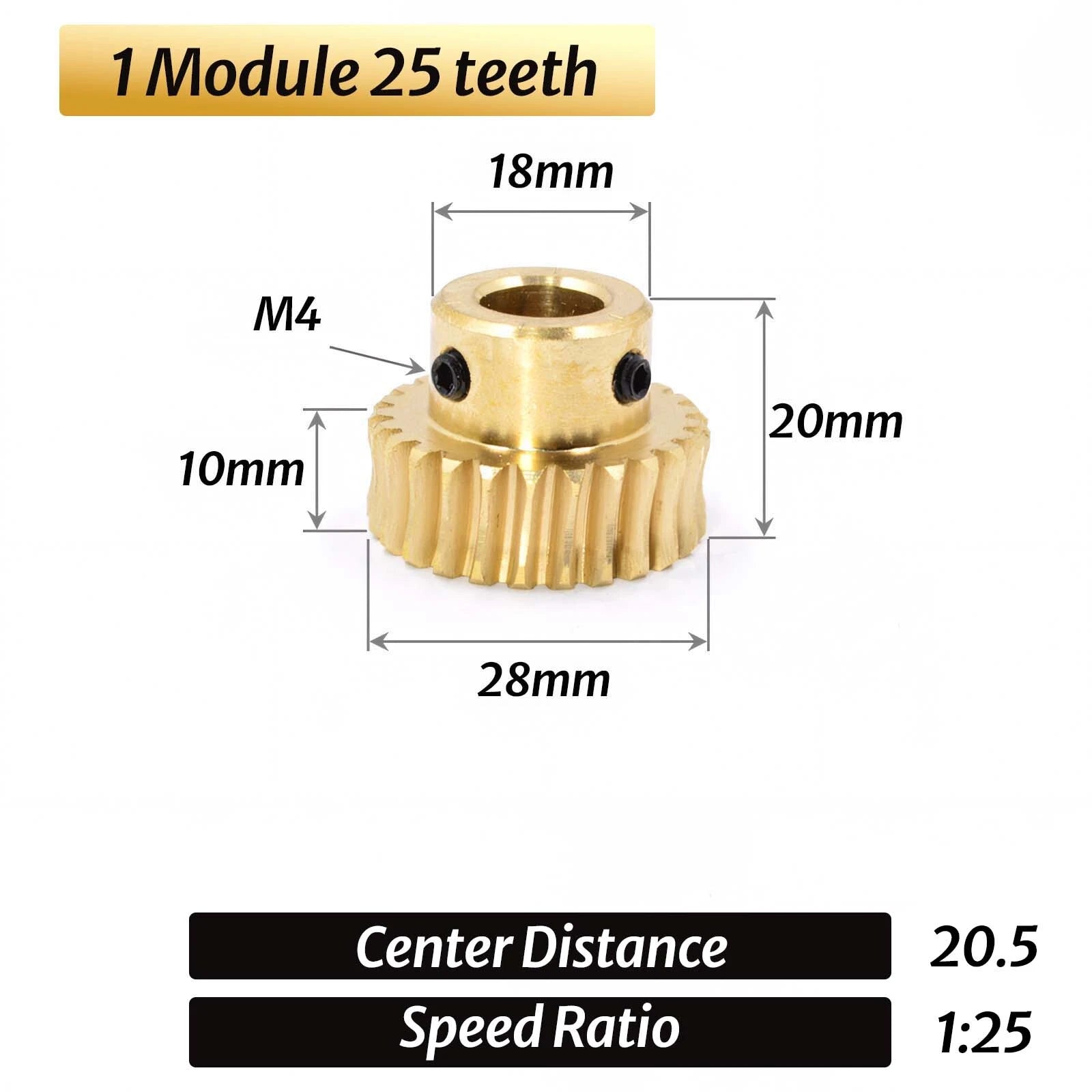 0.5/0.8/1/1.5 Module 20T to 60T Gear Copper Worm Wheel Gear & Worm Gear Shaft