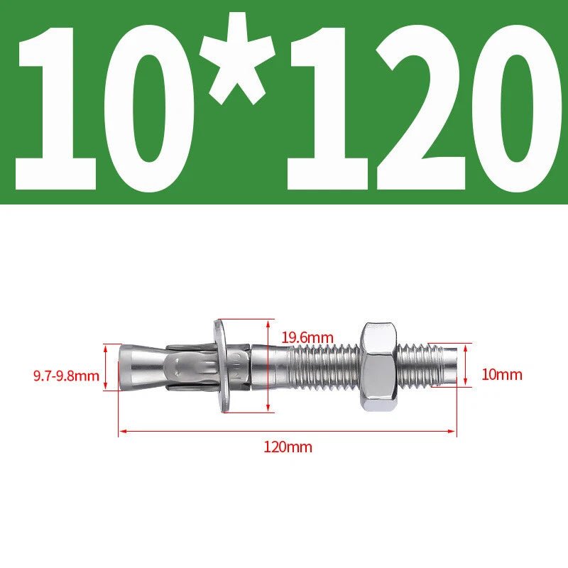 Stainless Steel Through Bolts – Wall Expansion Anchor Bolts M6 M8 M10 M12 M16 - HomeDIYer
