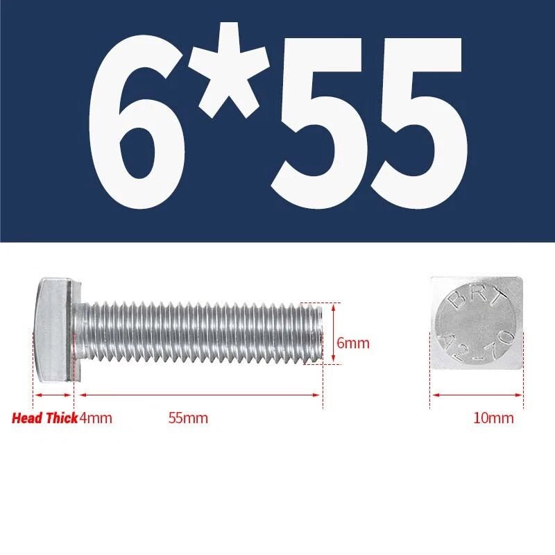 Square Head Bolts M4 M5 M6 M8 M10 M12 — A2 304 Stainless Steel, Multiple Lengths - HomeDIYer