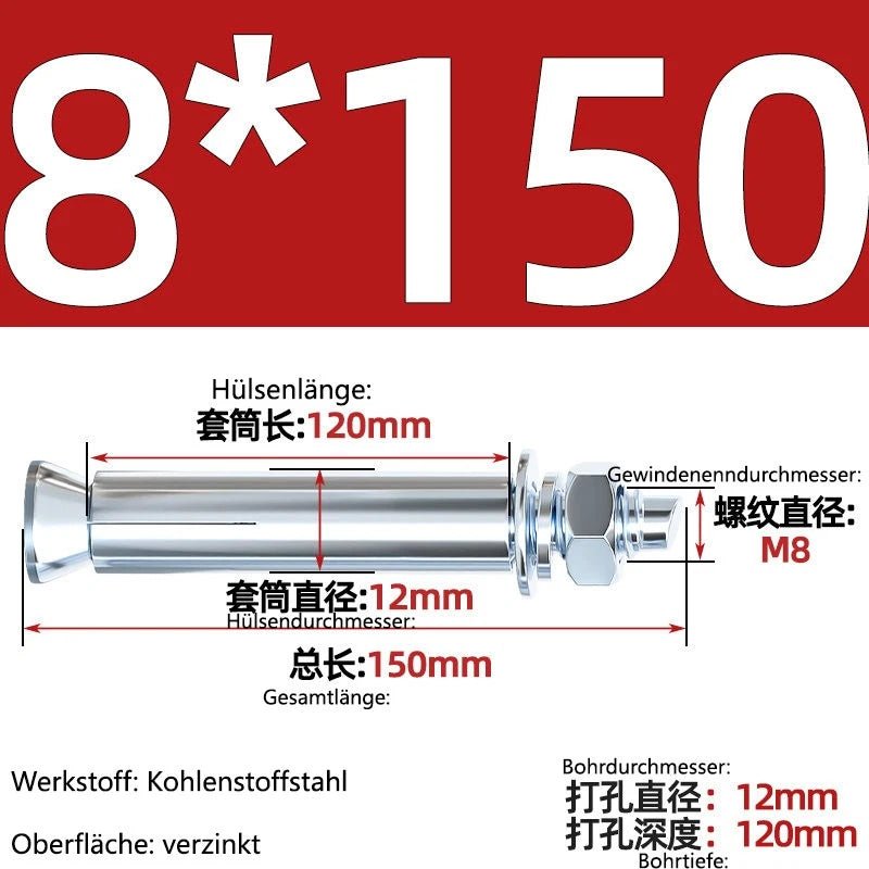 Sleeve Anchor Expansion Bolts for Concrete – Galvanised Carbon Steel M6 to M20 - HomeDIYer