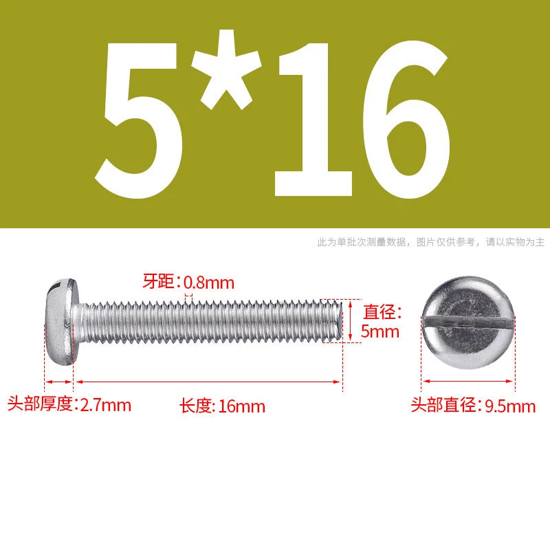 M4 M5 M6 M8 M10 A2 Stainless Steel Machine Screws - Slotted Pan Head Bolts DIN85
