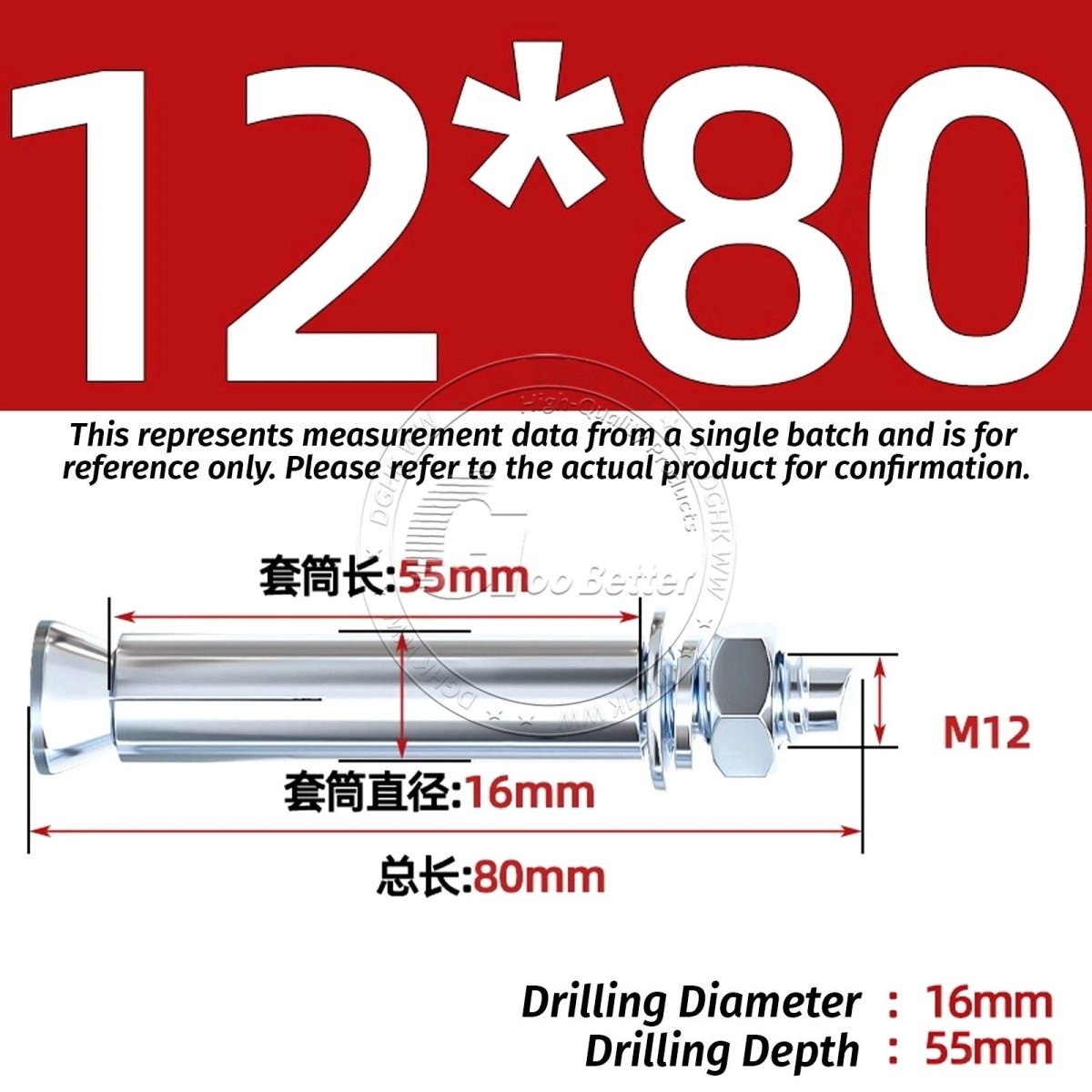 Concrete Expansion Anchor Bolts M6–M20, Extra Long Masonry Wall Screws – Iron Blue White Zinc / Iron - colour Zinc - HomeDIYer