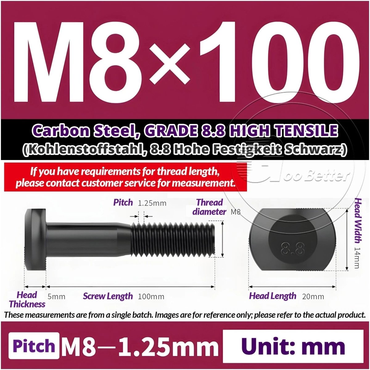 T - Slot Bolts M6 to M20 | Grade 8.8 High Tensile | T - Track Bolts 16mm–500mm - HomeDIYer