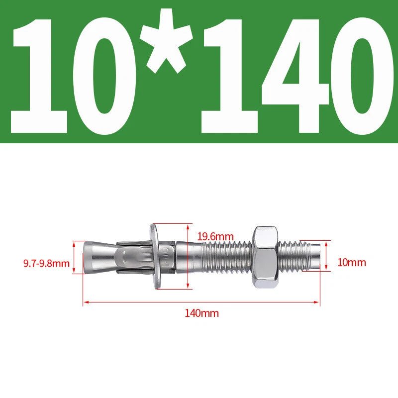 Stainless Steel Through Bolts – Wall Expansion Anchor Bolts M6 M8 M10 M12 M16 - HomeDIYer
